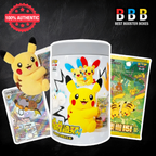 Pokemon Electric Plush Blind Box Tin Simplified Chinese - Pikachu plush, holographic Raichu card, and Scarlet & Violet 151 booster pack bundle