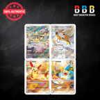Pokemon Electric Plush Blind Box Tin Simplified Chinese - four holographic Simplified Chinese cards featuring Pikachu, Raichu, Plusle, and Minun