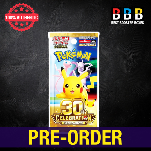 Pokémon 30th Celebration m6a Japanese booster pack — 6 cards per pack. Pre-order now.
