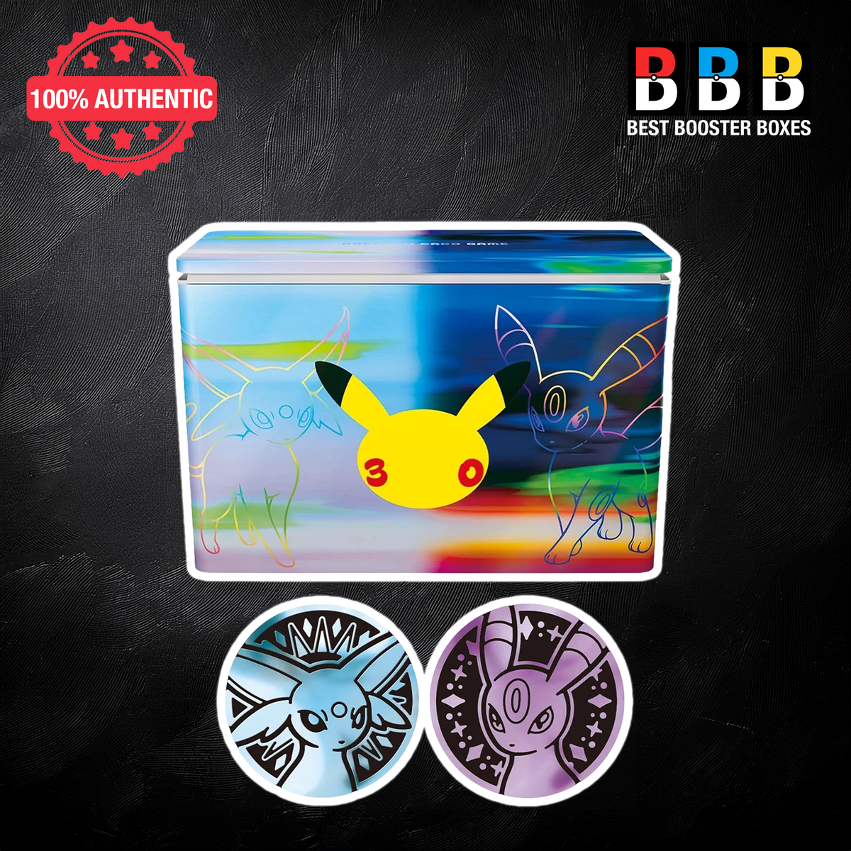 Espeon and Umbreon deck box accessories from the Pokémon 30th Celebration Japanese set