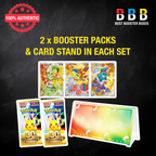 Pokémon Japanese 30th Celebration Johto set contents with Chikorita, Cyndaquil and Totodile cards, two booster packs and card stand