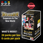 One Piece OP-09 The New Emperor Japanese booster box product details describing what is inside the box