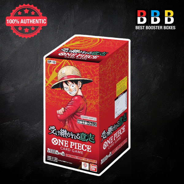 One Piece OP-13 Inherited Will Japanese booster box front packaging showing a character from the anime series