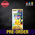 Pokémon 30th Celebration M6a Korean booster pack featuring Pikachu, Mew and Mewtwo artwork Pre-order