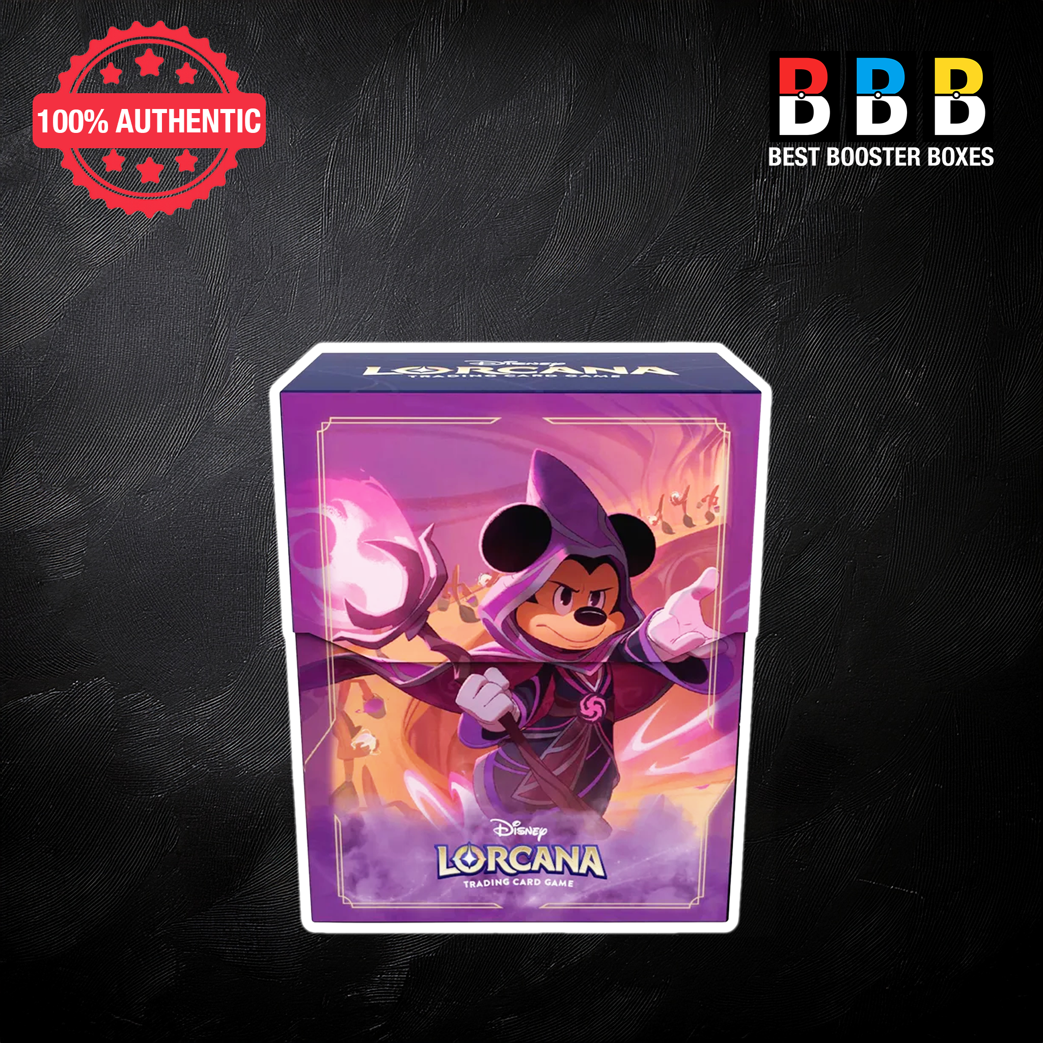 Disney Lorcana TCG Mickey Mouse Deck Case Set 8 – Mickey Mouse sorcerer illustrated art, 80-card capacity, Best Booster Boxes UK