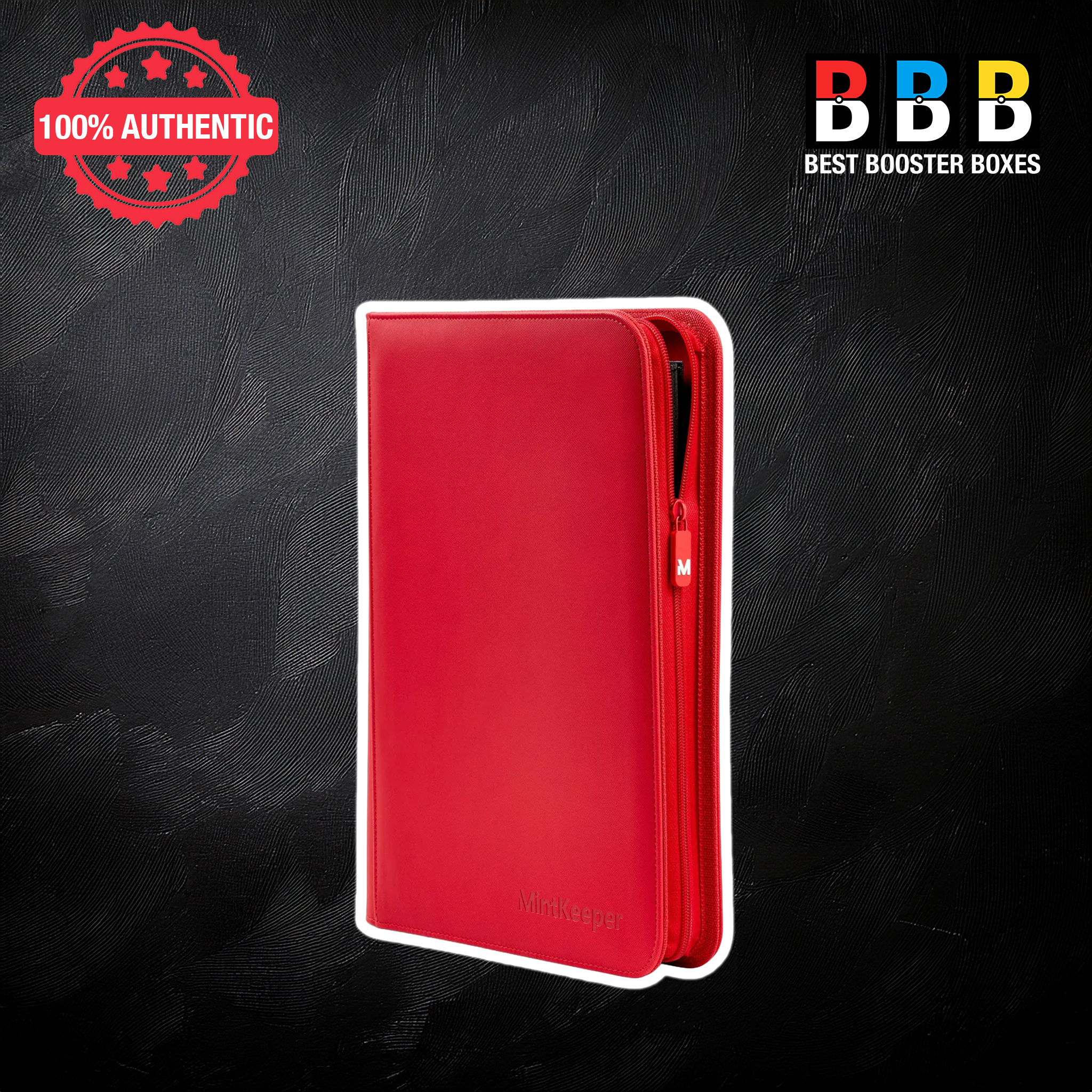 MintKeeper 4 Pocket Premium Zip Trading Card Binder – Red