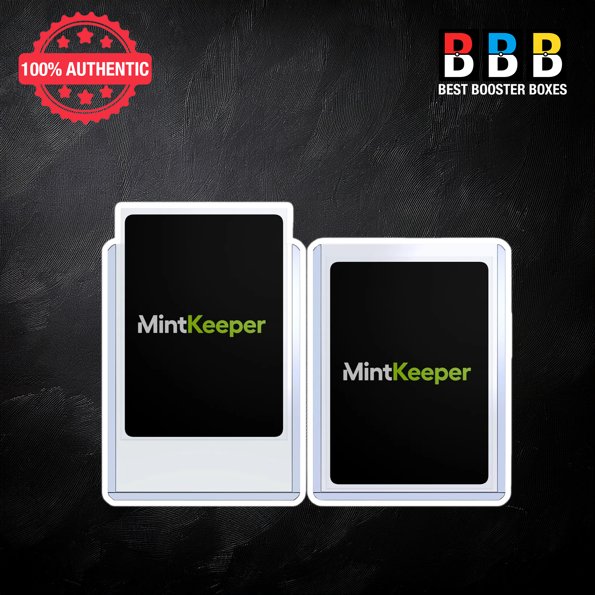 MintKeeper 3x4 Regular Toploaders showing front and back view – clear 35pt rigid card holders for standard trading cards